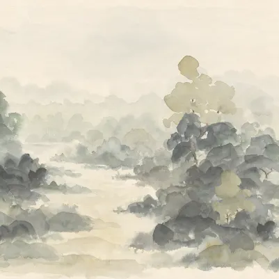 Aquarelle Landscape, Green pattern image