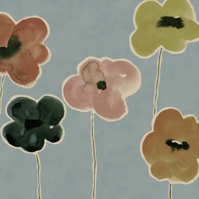 Paper Poppies, Blue pattern image
