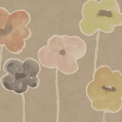 Paper Poppies, Beige pattern image
