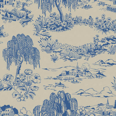 Little Village Toile, Blue pattern image