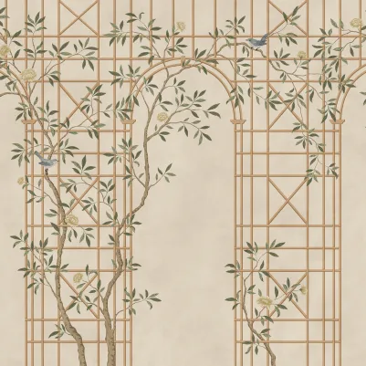 Chinoiserie Trellis, Beige pattern image