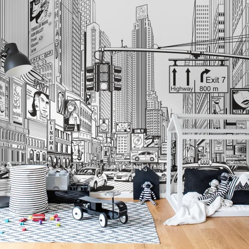 Grafisch New York geïllustreerd cartoon behang