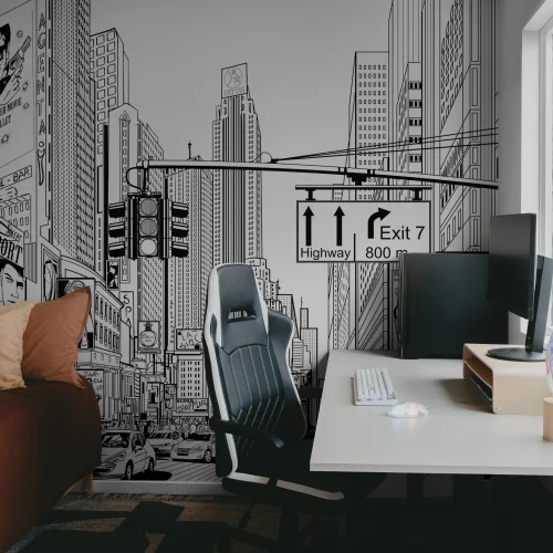 Graphic New York illustrated cartoon wallpaper