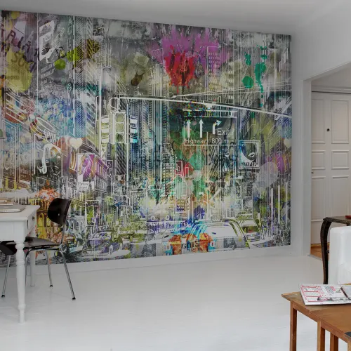 Wall mural with New York graffiti