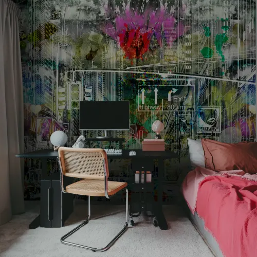Wall mural with New York graffiti
