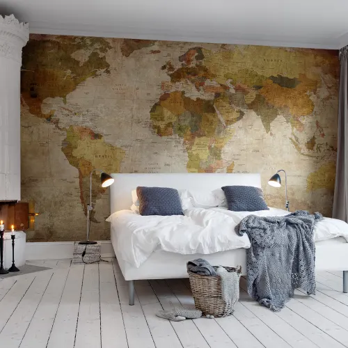 A classic and beautiful world map wall mural
