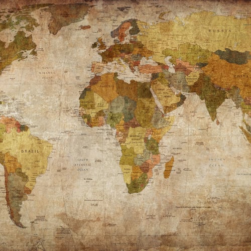 A classic and beautiful world map wall mural
