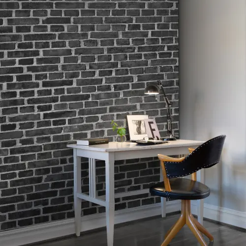 Wallpaper that looks like black bricks