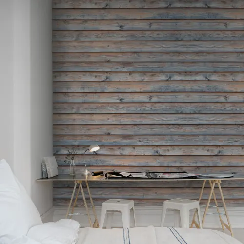 Papier peint brillant qui ressemble à des planches de bois réalistes