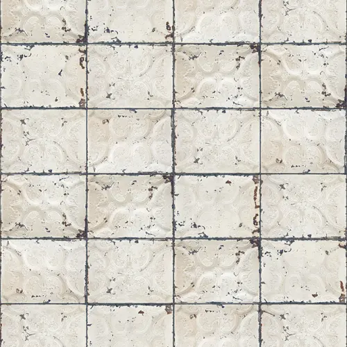 Wallpaper looking like vintage tin plates