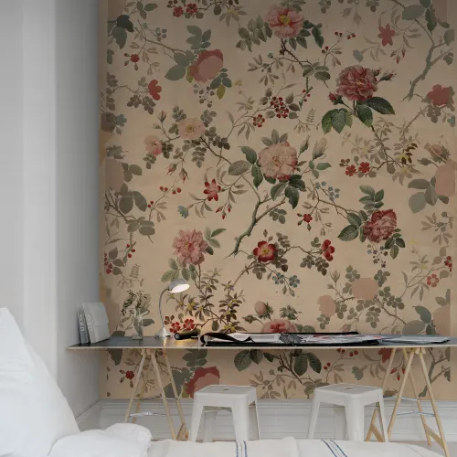 Romantic and vintage floral wallpaper