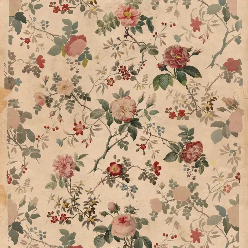 Romantic and vintage floral wallpaper