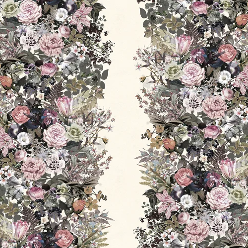 Beige wallpaper with flowers and leaves