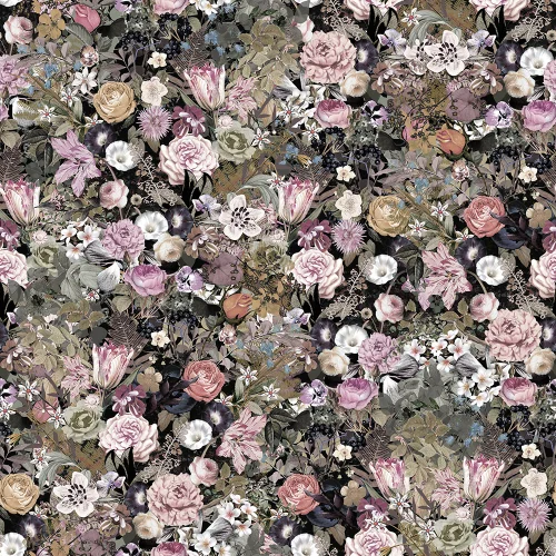 Wallpaper with flowers and black background
