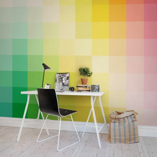 Eine Regenbogen-Tapete im quadratischen Look