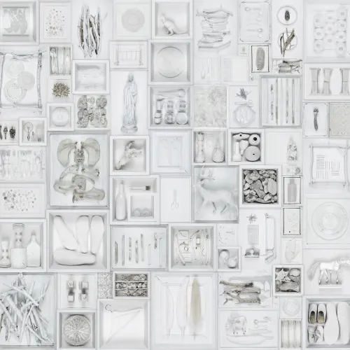 Find all the odd details in this clean-looking wall mural design