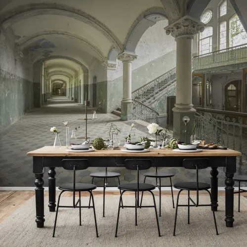 This photo wall mural shows off beauty in decay