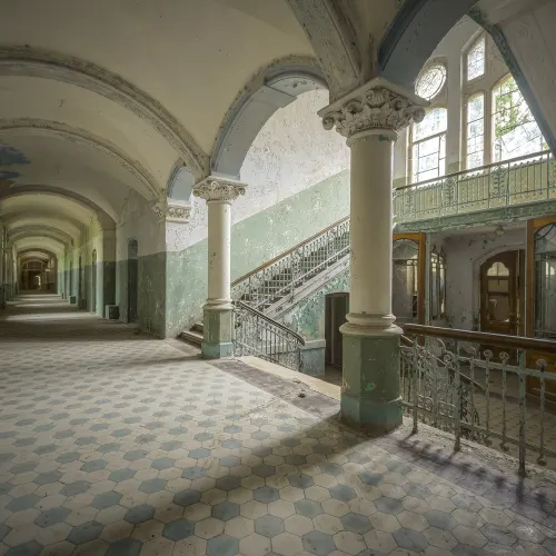 This photo wall mural shows off beauty in decay