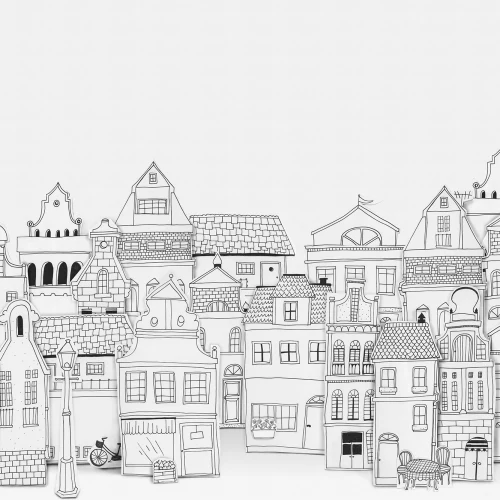 OUTLINED HOUSES IN A ROW