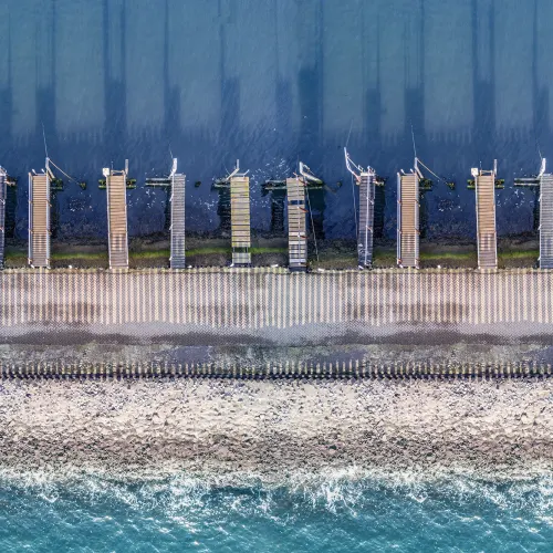 Nautical wall mural with intriguing perspectives