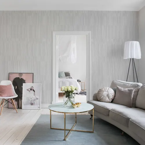 Gray retro wallpaper with linen structure