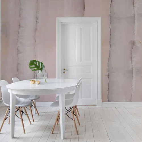 Good vibes with pink wallpaper