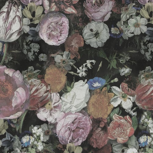 Extravagant dark floral wallpaper murals