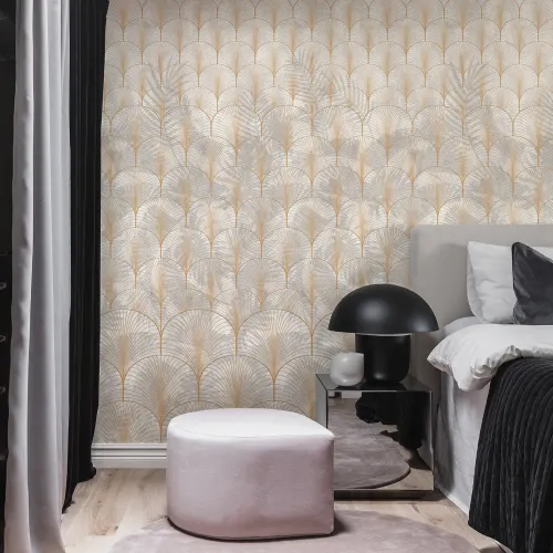 Elegant art deco-tapet med palmeblader