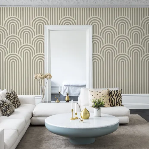 Mild curves on striped wallpaper