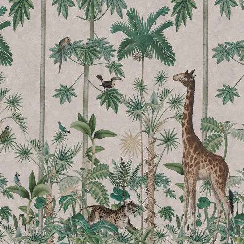 Giraffes Stroll, Pastel Pink