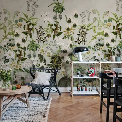 Gray wildflower mural