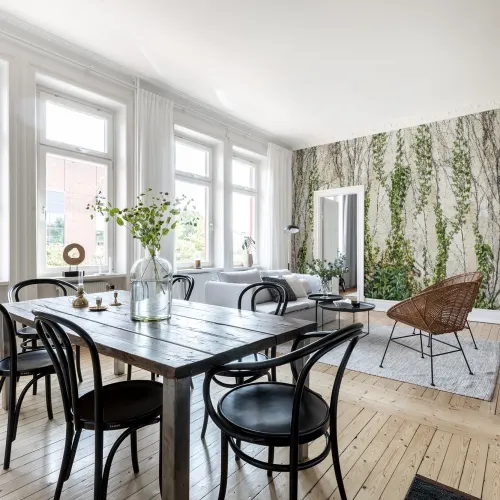 A wallpaper with winding greenery