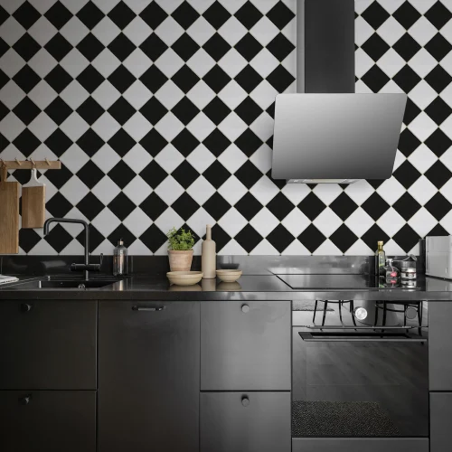 Checkered Tiles, Black & White