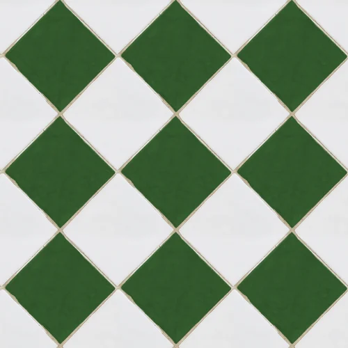 Checkered Tiles, White & Green