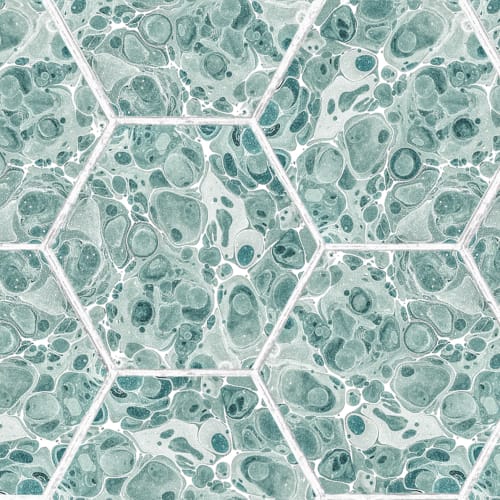 Marbled Hexagon Tiles, Green