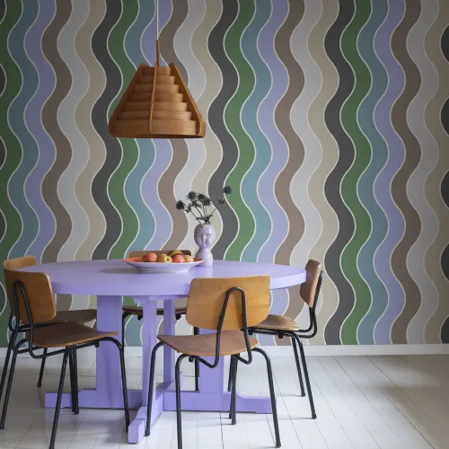 Papier peint arc-en-ciel à motifs ondulés