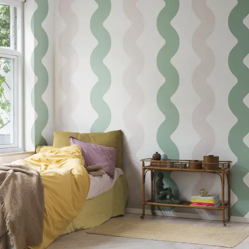 Green and pink wobbly wallpaper design
