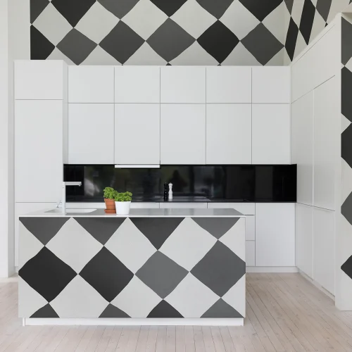 Papier peint à carreaux audacieux