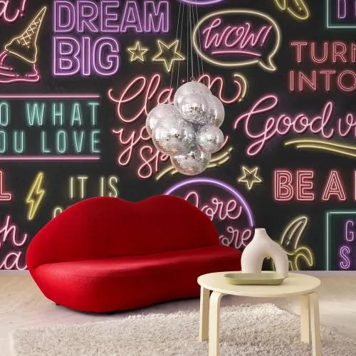 Fototapet med fed neontypografi