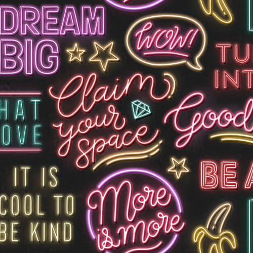 Fototapet med fed neontypografi