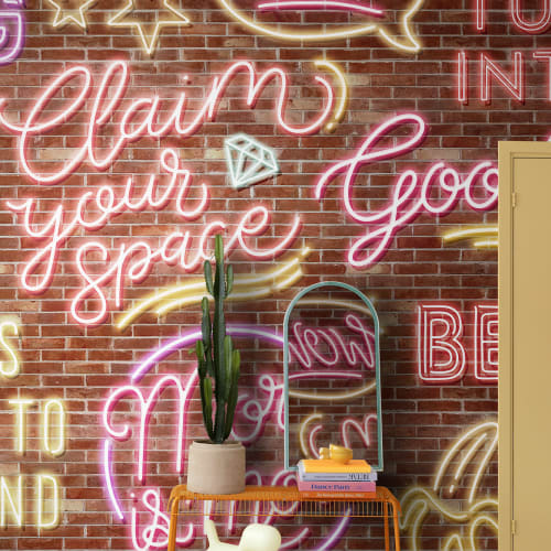 Fototapet med fed neontypografi