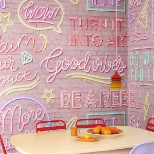 Fototapet med fed neontypografi