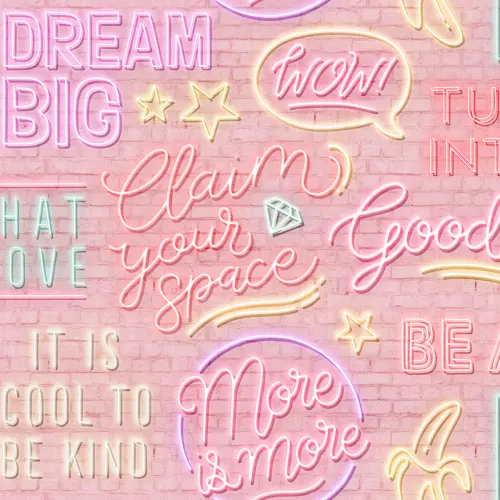 Fototapet med fed neontypografi