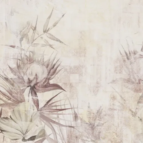 Motif floral délicat sur une surface usée et défraîchie
