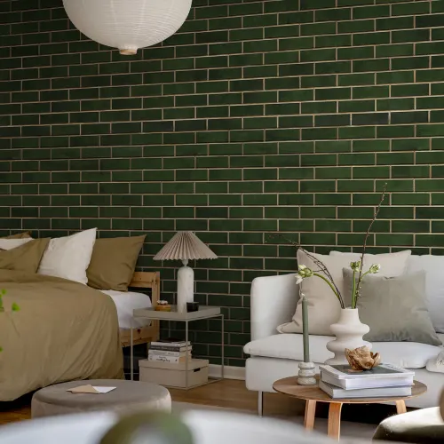 Wall of Tiles in Green