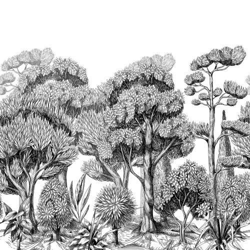Ein friedlicher Spaziergang inmitten der illustrierten Flora