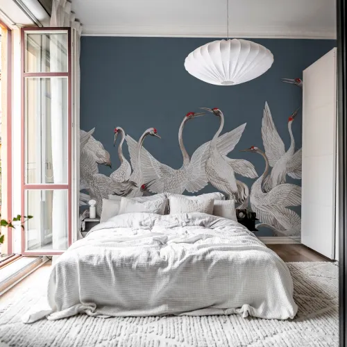 Cranes On a Blue Backdrop