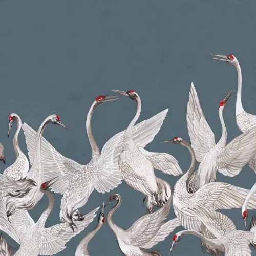 Cranes On a Blue Backdrop