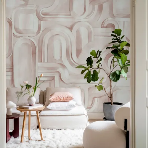 Verdwaal in Roze Abstracte Paden