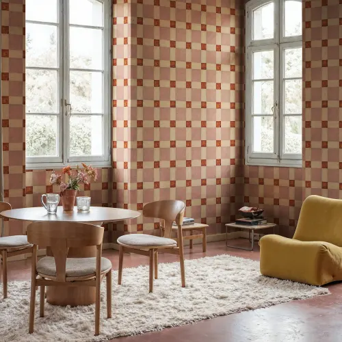 Embrace Artisan Elegance with Red Squares
